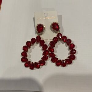 Elegant Red Teardrop Pierced Earrings
